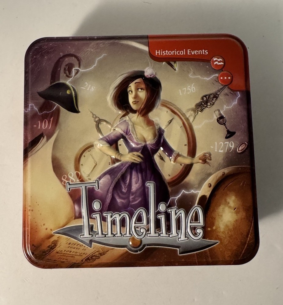 Timeline Historical Events Card Game in Tin 2013 COMPLETE all 110 Cards Asmodee