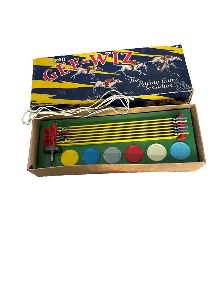 Vintage Gee-Wiz Racing Game No.40 Wolverine Supply w/ Box Horse Race Toy