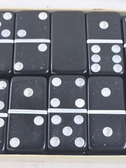 Vintage Marblelike Super Thick Dominoes Game Set Made in USA Traditional Tile