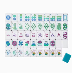 Luxury American Mahjong Set 160 Engraved Acrylic Tiles Peacock Blue Lagoon
