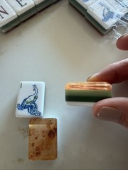 Mah Jong American Set tile, Tortoise Wood, 4 Layers, Green