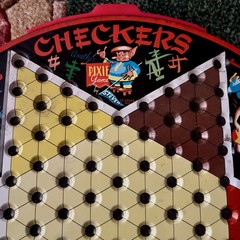 VTG Metal Tin Pixie Game Chinese Checkers Game Green Dragon w/Marbles Checkers