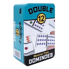 NEW Mexican Train Dominoes Game Set Boxed Wood Hub 91-pc Tin 12/12 Colorful GIFT