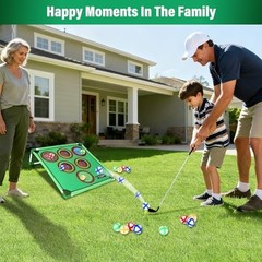 34 Pcs 3-in-1 Battle Golf Game Set with Stand & Club, Jumbo 32″ x32“ Chipping…