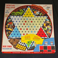 Vintage Pixie Toys Special Deluxe Chinese Checkers Round Tin Game #802