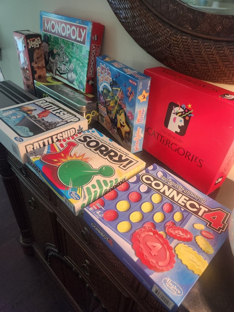 9 Games Family, Battleship, Monopoly Scattergories, Jenna, Checkers, Sorry