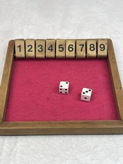 Vintage Shut The Box Wooden Dice Game 2 Player Red Felt Pub Bar Tabletop Game