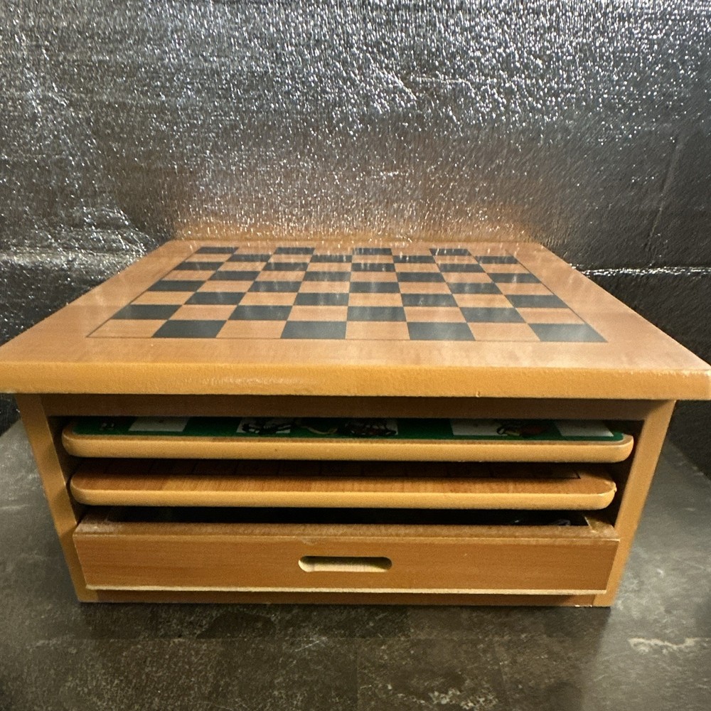 10-1 Wooden Multi-Game Table Set Chess Checkers Backgammon Board Game 2+ Ages 8+