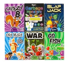 6 Pack Tabletop Game Set Fun Card Decks for Kids Family Entertainment