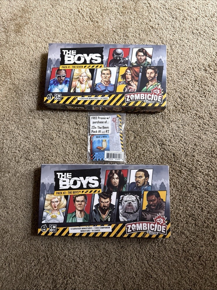 Zombicide: The Boys – Character Packs #1, #2, & Promo Cards-CMON – USED