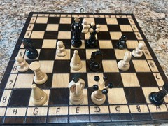 Muba Wooden Folding Chess Set – Nice Shape Contrasting Light and Dark Wood
