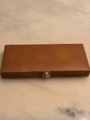 Vintage Mid-Century Solid Brass Double Six Dominoes Set(28) in FauxLeather Case