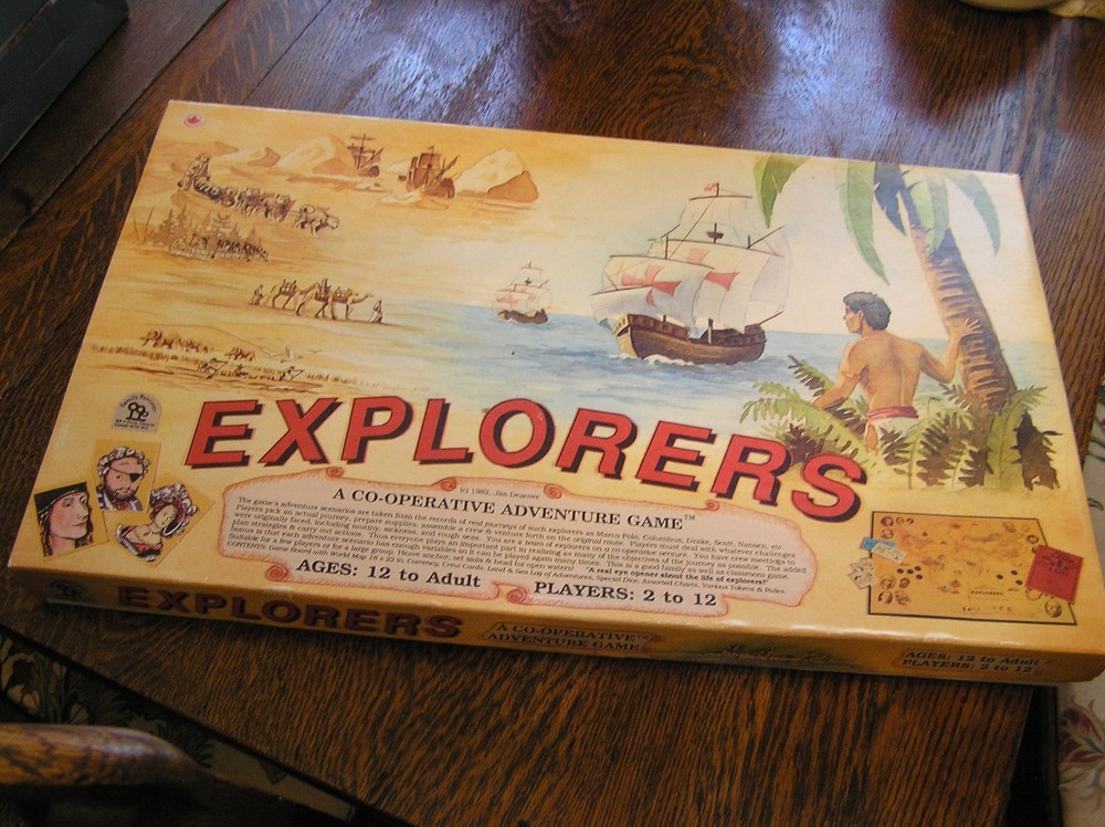 1982 Family Pastimes EXPLORERS Cooperative Adventure Game 2-12 Players Ages 12+