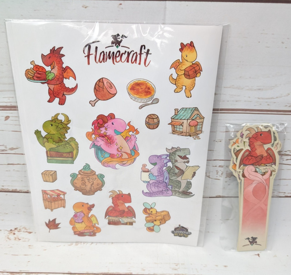 Flamecraft Board Game Sticker Sheets & Bookmarks New Kickstarter Promos Dragons