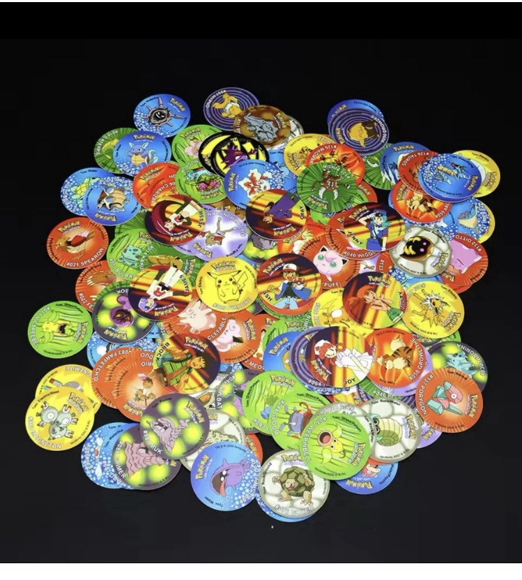 Pokemon Tazos Pogs 160 pcs 1st Generation Strokes Box 3D Round Square Collection