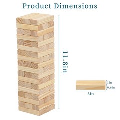 Wooden Tumbling Tower Block Game 54 PCS Stacking Game for Kids Adults