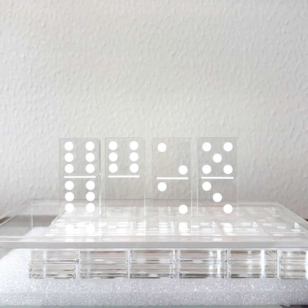 Clear Acrylic Dominoes Game Set in Case 4×7 by Sagebrook Home NEW