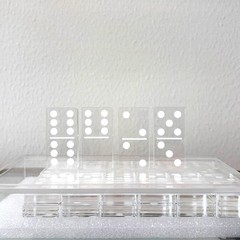 Clear Acrylic Dominoes Game Set in Case 4×7 by Sagebrook Home NEW