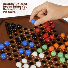 Chinese Checkers 15″ x 13″ Large Wooden Checkers Board Game Includes 16mm 60+…