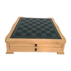 6 Game Combination Set Black Glass Board With Nice Solid Wood Holding Box 14×14