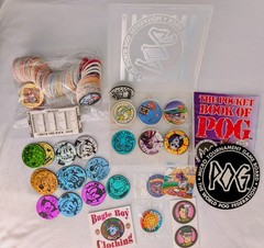 POG Tournament Game Pack w/ Pocket Book & Mixed Pogs Lot World Pog Fed 1994