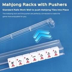 Mahjong Racks with Pushers, 4PCS Mahjong All-In-One Tile Rack and Pusher, Clear
