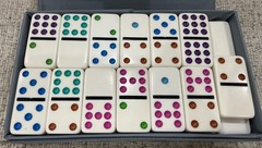 Cardinal Premier Double Nine Jumbo Color Dot Dominoes Set Vinyl Case NEW
