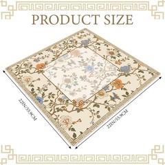 Chinoiserie Mahjong Mat with 1 Carrying Bag 22″ Beige & White Floral Mahjong Mat