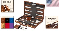 Portable Backgammon Game – Luxury Medium Set with Felt Interior for 2 Players
