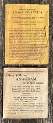 Vintage 1930 Parker Brothers Anagram-Antics Original Rules & Instructions Paper