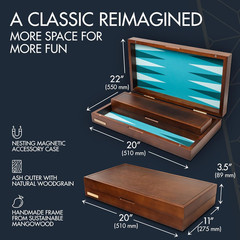 20 Inch Large Backgammon Sets for Adults, Green Backgammon Board, Solid Wood. Re