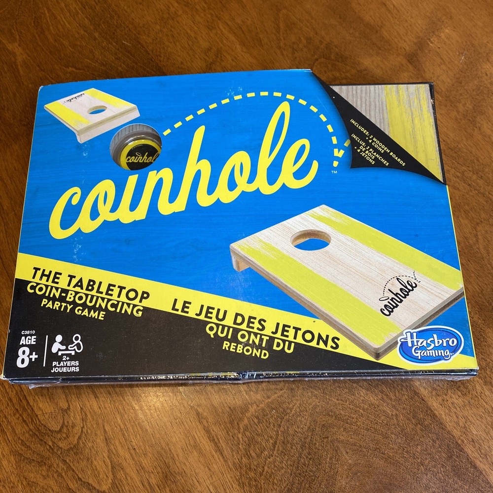 Hasbro Sealed Tabletop Coin Hole Game, Coin Bouncing-Wood. New. Small Cornhole