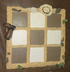 Vintage Western Boots & Hats Tic Tac Toe Game. 5.5″ x 5.5″.