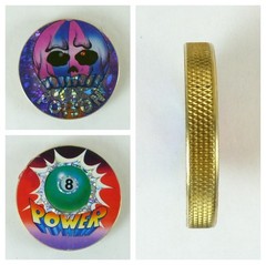 1/4″ Thick 2.5oz Heavy Brass Double Sided Pogs Slammer Poison 8 Ball Power