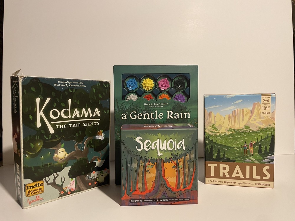 Nature Board Game Lot: Kodama, Trails, Sequoia, A Gentle Rain