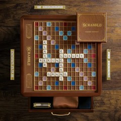 Scrabble Luxury Edition with Rotating Wooden Game Board by Winning Solutions New