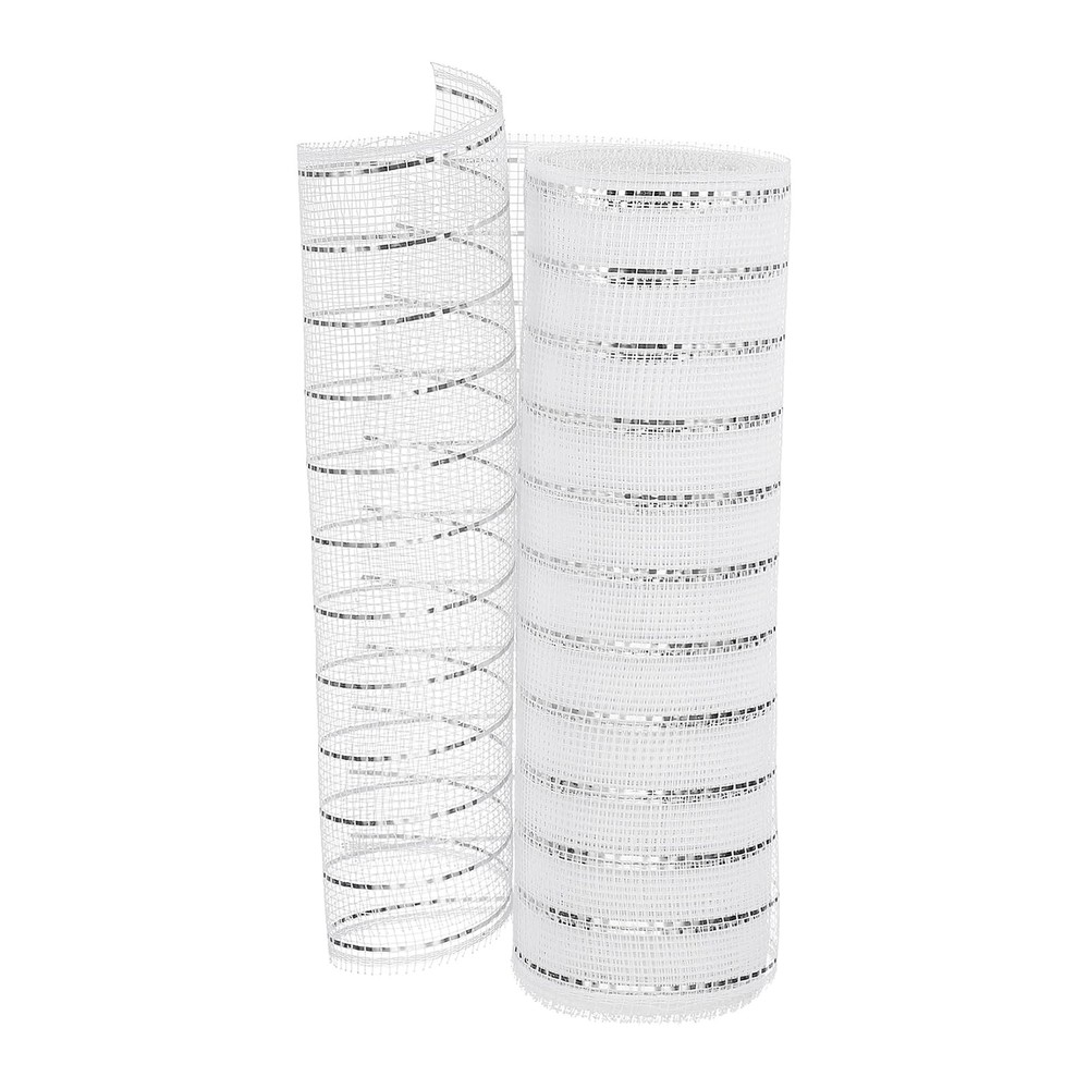 PATIKIL Decorative Mesh Ribbon, 10 Inch x 10 Yard Ribbon White Silver