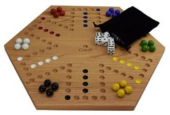 Solid Oak Wood Double Sided Marbles Board Game Hand Painted 20 inch