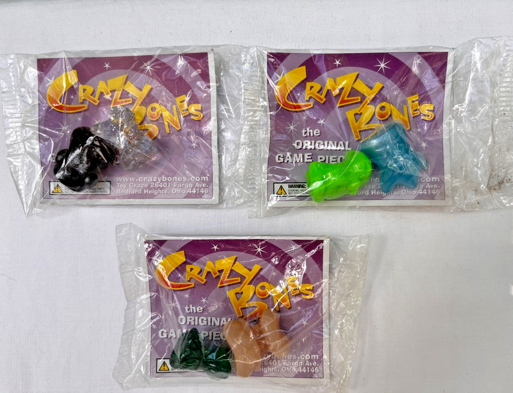 3 Vintage Sealed Original Gogos Crazy Bones Packs /2 Game Pieces Each NEW