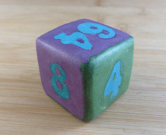 Jena’s Handmade Backgammon Doubling Cube Unique OAK Purple Blue Green #403