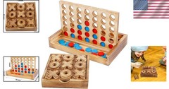 Portable Tic Tac Toe & 4 in a Row Table Game Set – Classic Family Edition