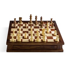 WS Game Company Chess Checkers 7-in-1 Heirloom Edition with Solid Walnut Cabinet