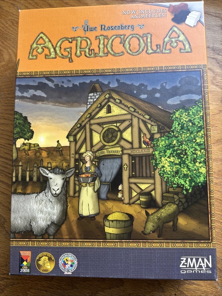 Agricola Board Game Lookout Games | Wood Animeeples! |New Open Box