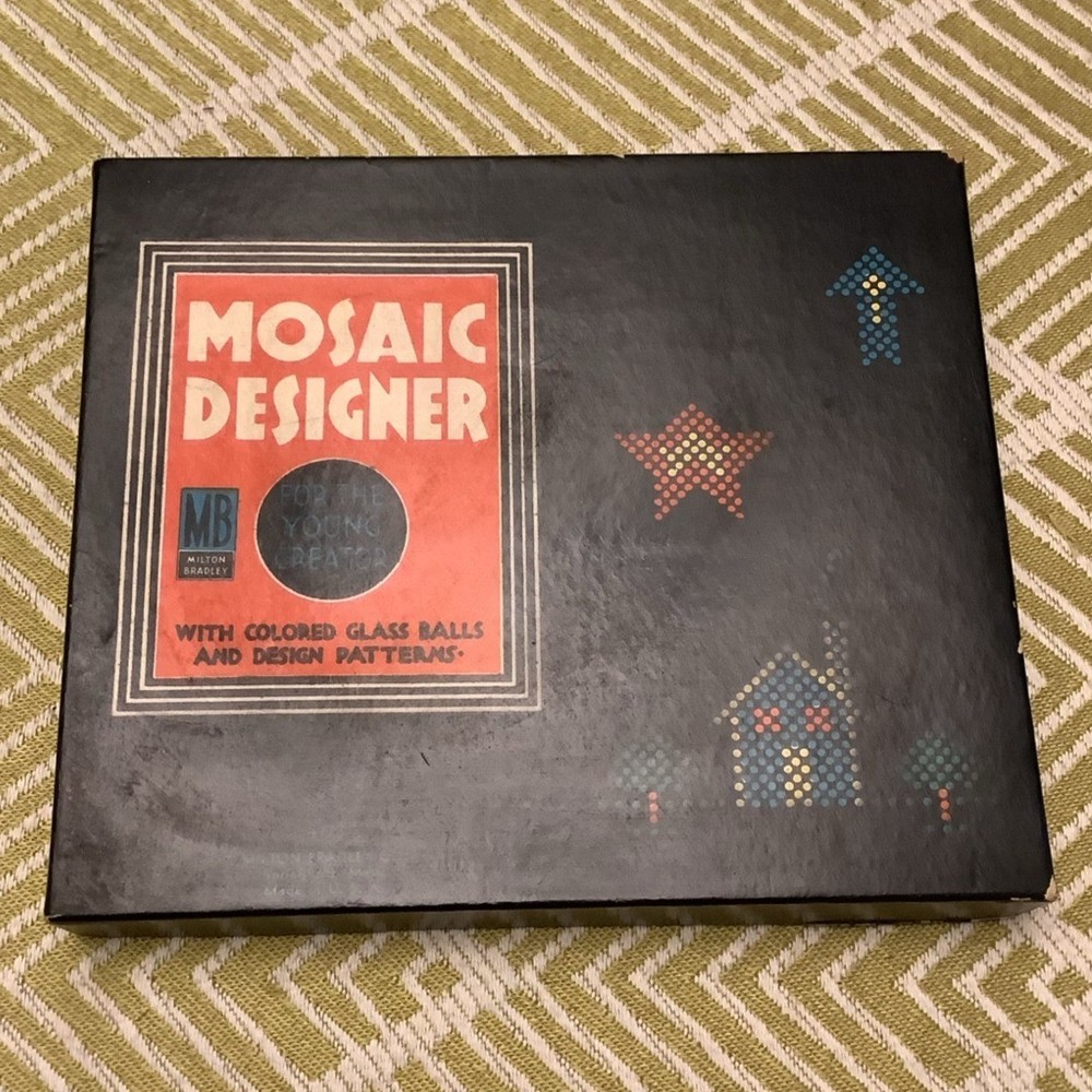 Antique Milton Bradley Mosaic Designer with Multicolored Marbles