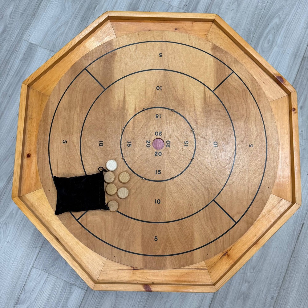 Vintage Stonecraft Crokinole Board Game Canadian Pine w Pieces