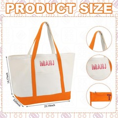 3 Pcs Empty Mahjong Canvas Bag Gift 22 x 11 x 5 inches, Orange