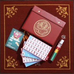 Chinese Mahjong Game Set X-Large 144 Numbered 1.5″ Blue Tiles Mah-Jongg in Case