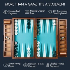 20 Inch Large Backgammon Sets for Adults, Green Backgammon Board, Solid Wood….
