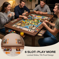 Board Game Table with Removable Table Top, 54” X 31” Play Area, Gaming and Dinin