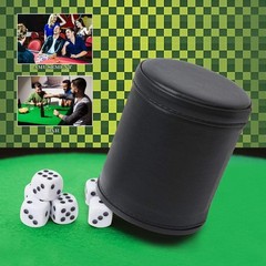 Felt Lined Professional Dice Cup – with 6 Dices Quiet for Yahtzee Game